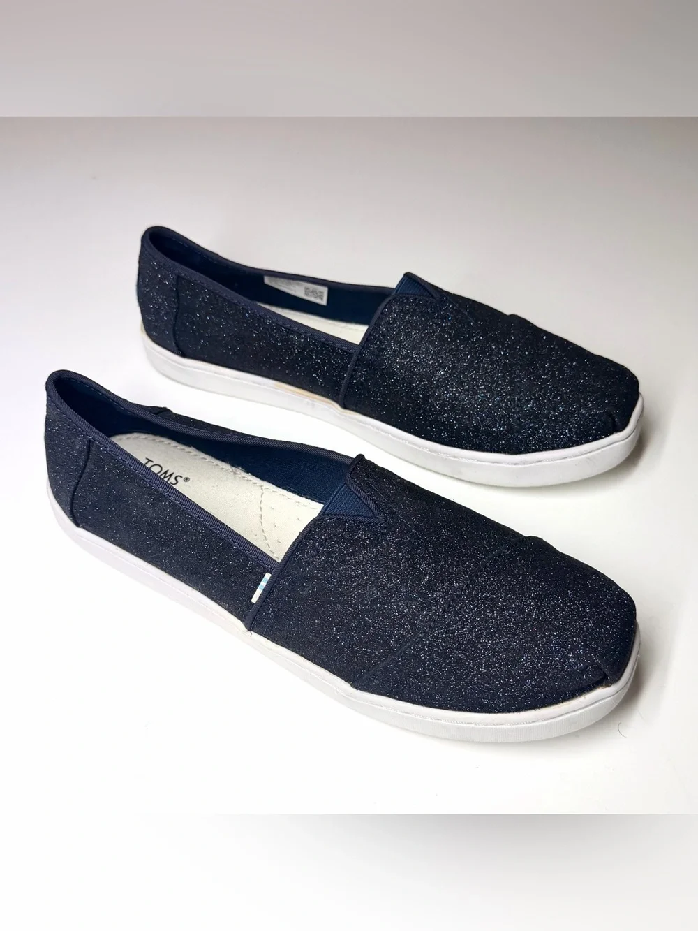 Toms Youth Alpargata Midnight Sparkle Glitter Size-  6Y